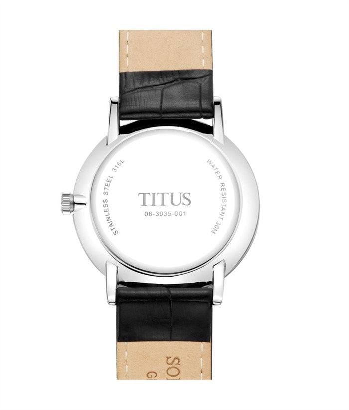 Solvil et Titus (โซวิล เอ ติตัส) นาฬิกาผู้ชาย Classicist 3 เข็ม วันที่ ระบบควอตซ์ สายหนัง (W06-03035-001)