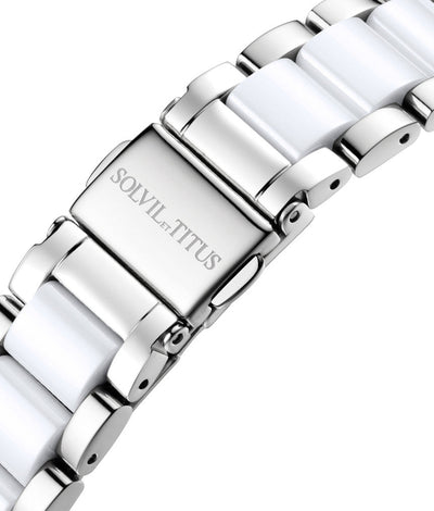Solvil et Titus (โซวิล เอ ติตัส) นาฬิกาผู้หญิง Fashionista 3 เข็ม ระบบควอตซ์ สายสแตนเลสสตีลและเซรามิก (W06-03138-001)