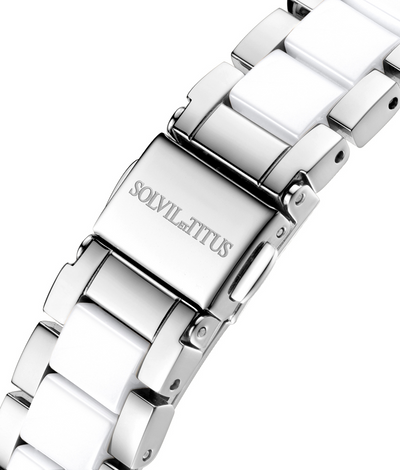 Solvil et Titus (โซวิล เอ ติตัส) นาฬิกาผู้หญิง Fashionista มัลติฟังก์ชัน ระบบควอตซ์ สายสแตนเลสสตีลและเซรามิก (W06-03149-001)