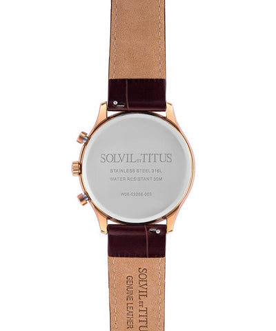 Solvil et Titus (โซวิล เอ ติตัส) นาฬิกาผู้ชาย Classicist มัลติฟังก์ชัน ระบบควอตซ์ สายหนัง (W06-03256-003)