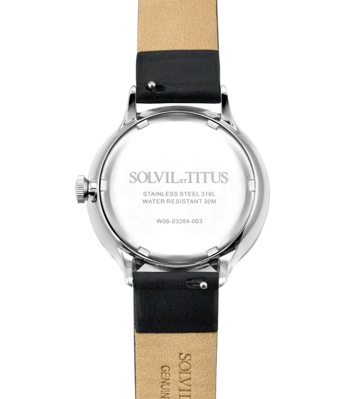 Solvil et Titus (โซวิล เอ ติตัส) นาฬิกาผู้หญิง Interlude มัลติฟังก์ชัน ระบบควอตซ์ สายหนัง (W06-03264-003)